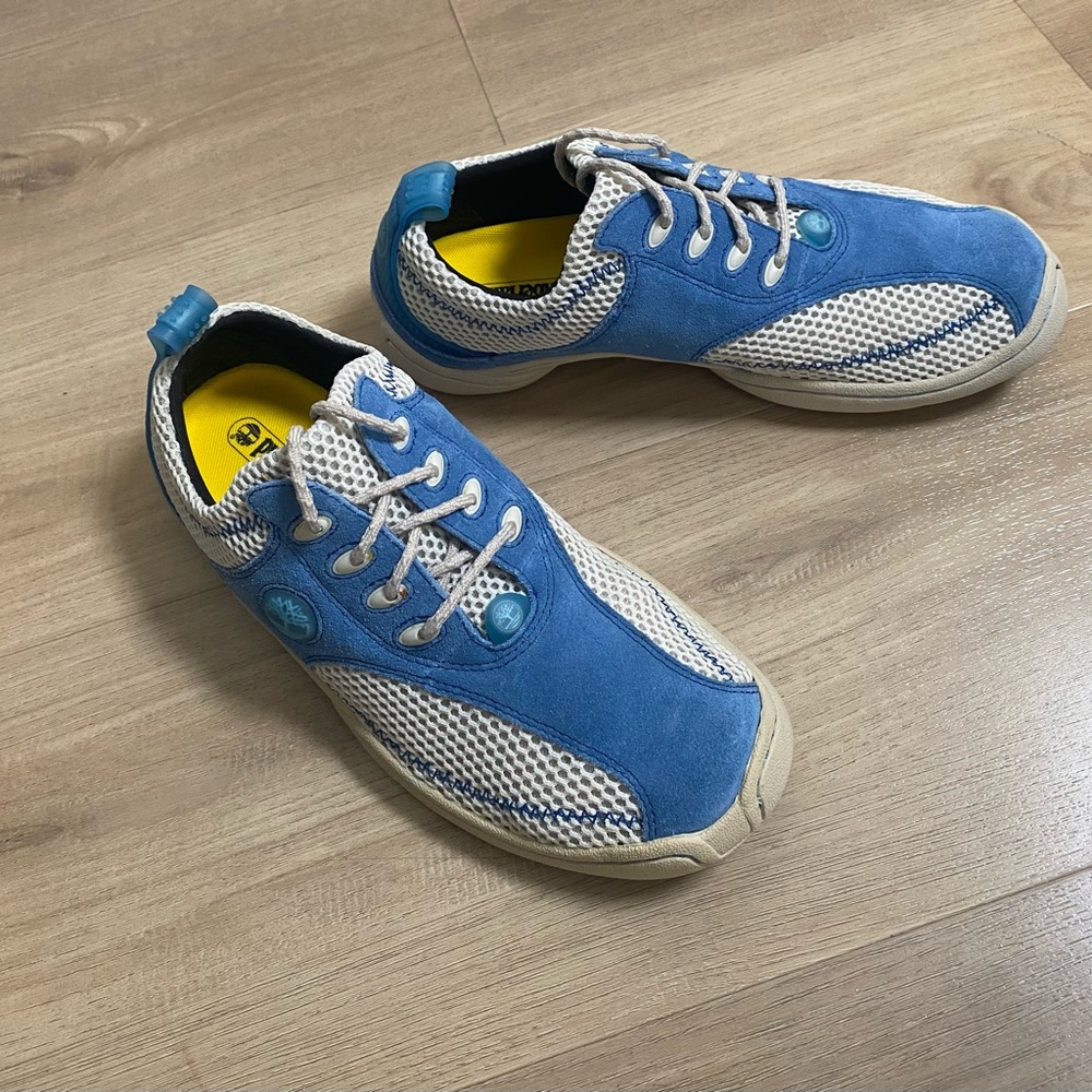 NWOT Timberland Women's VTG 90s Blue Ivory Boat Hiking Walking Comfort Shoe 7.5‎